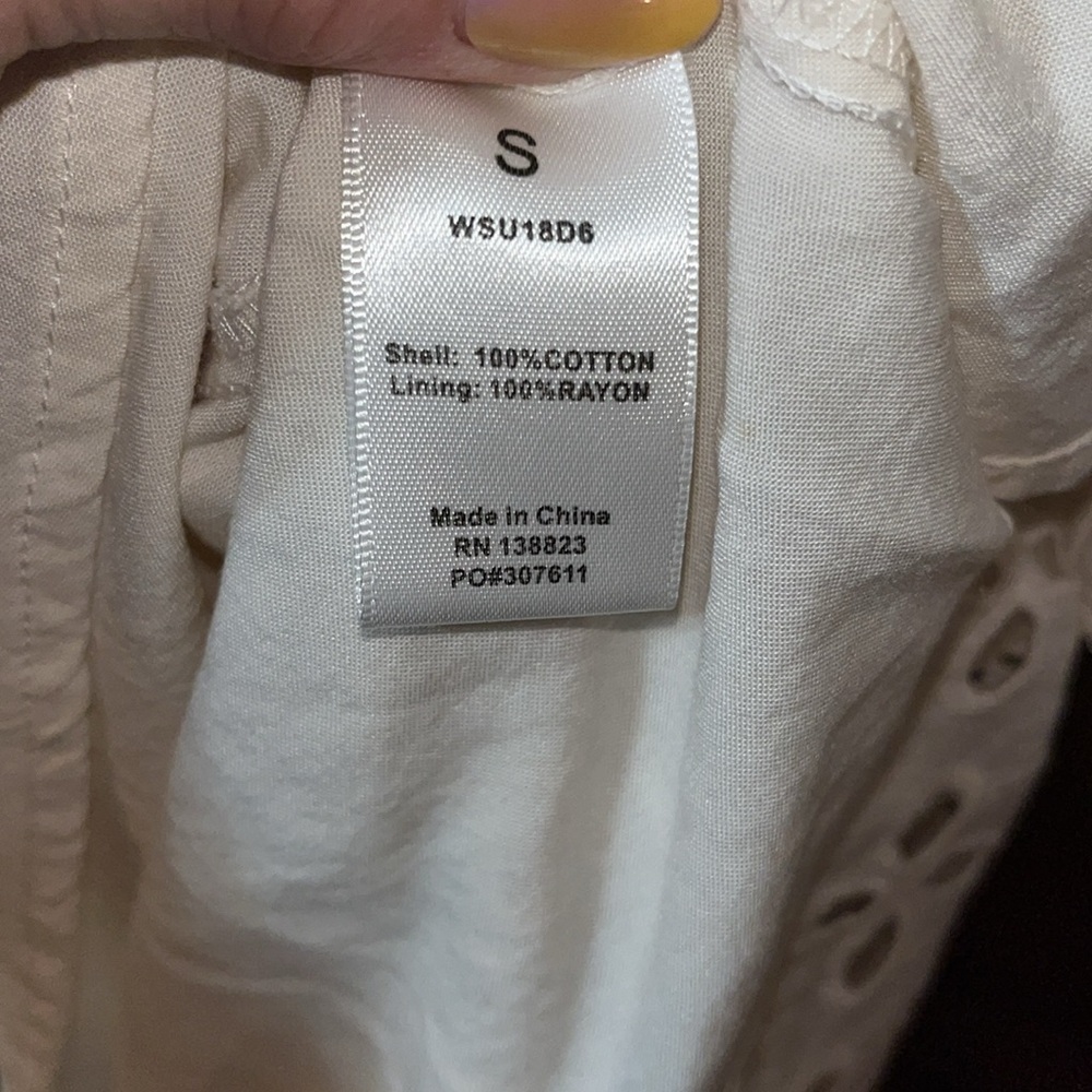 Shyanne Country Western Cream Floral Eyelet Lined Dress Size Small - Picture 8 of 9